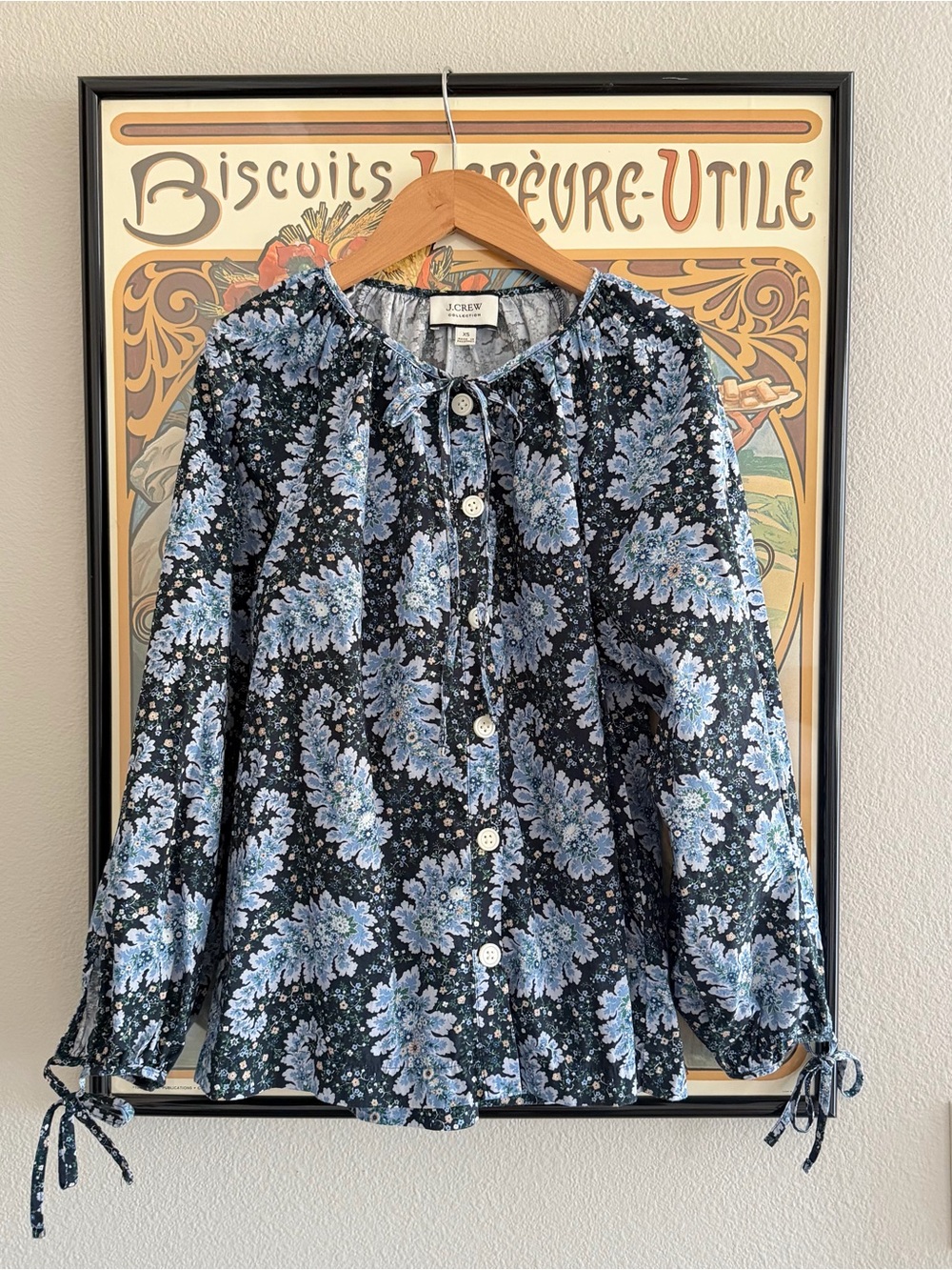 J. Crew COLLECTION TIE-SLEEVE BUTTON-FRONT TOP IN RATTI® PACIFIC PAISLEY - S